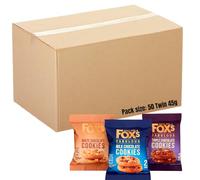 Fox’s Mixed Chunk Cookies Bulk Box - 50 Twin Packs (48 + 2 Bonus) Individually Wrapped Multipack Variety of Milk, Triple & White Chocolate Chunk for Guests, Visitor, Office, School or Tea Treats