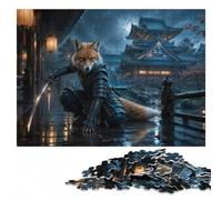 Fox Samurai Warrior in Japanese Garden Jigsaw Puzzle for Adults, 300 Pieces | Section-by-section building: a simple way to organise the image over several sessions.
