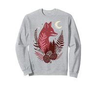 Fox Silhouette Fern Trees Pinecones Autumn Woodland Art Sweatshirt