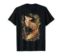 Fox Silhouette Foxes with Flowers Cottagecore Aesthetic T-Shirt