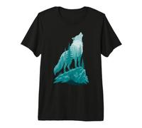 Fox Silhouette in Forest Animal Design Hunter Hunting Gift Premium T-Shirt