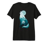 Fox Silhouette in Forest Animal Design Hunter Hunting Gift Premium T-Shirt