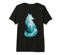 Fox Silhouette in Forest Animal Design Hunter Hunting Gift Premium T-Shirt