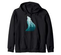 Fox Silhouette in Forest Animal Design Hunter Hunting Gift Zip Hoodie