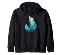 Fox Silhouette in Forest Animal Design Hunter Hunting Gift Zip Hoodie