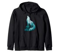 Fox Silhouette in Forest Animal Design Hunter Hunting Gift Zip Hoodie