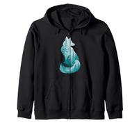 Fox Silhouette in Forest Animal Design Hunter Hunting Gift Zip Hoodie