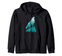 Fox Silhouette in Forest Animal Design Hunter Hunting Gift Zip Hoodie