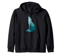 Fox Silhouette in Forest Animal Design Hunter Hunting Gift Zip Hoodie