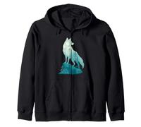 Fox Silhouette in Forest Animal Design Hunter Hunting Gift Zip Hoodie