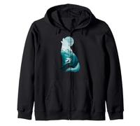 Fox Silhouette in Forest Animal Design Hunter Hunting Gift Zip Hoodie