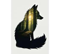 Fox Silhouette Notebook: A5, Softcover, 240 Grid Pages, Glossy