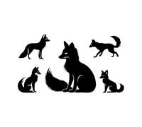 Fox Silhouette Set Fine Carving Stickers 30x54.1cm Multi Color Selection S-Black