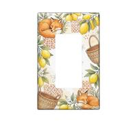 Fox Single Rocker Light Switch Cover, Spring Nature Lemon Basket Spring Yellow Plastic Standard Size Accents Wall Switch Plates for Home Living Room New Apartment Decor