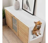 Fox Sitting on The Toilet Thinking Table Runner 14x72 inch Abstract Funny Animal Cotton Linen Dining Table Runner Ideal for Dresser Kitchen Coffee Tables - Machine Washable