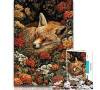 Fox Sleeping in The Flowers Jigsaw Puzzles for Adults 1000 Piece Puzzle,Brain Teaser Game Wall Decoration Unique Birthday And Xmas Gifts 50x75cm