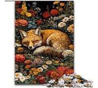 Fox Sleeping in The Flowers Jigsaw Puzzles for Adults Teenagers Jigsaws Puzzle, for Age 14+ Fun Games Fun Activities at Home, Birthday Gifts, Travel Gifts (50x75cm)
