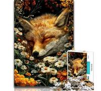 Fox Sleeping in The Flowers Jigsaw Puzzles for Teenagers 1000 Piece,for Educational Game Challenge Toy for Is Ideal As A Gift for The Whole Family (75x50cm)