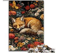 Fox Sleeping in The Flowers Jigsaws 1000 Pieces for Teenagers, Family Game Stress Reliever Difficult Challenge Great Gifts And Toys (size 26x38cm)