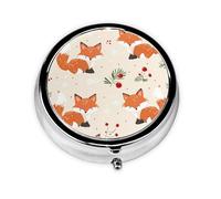 Fox Small Pill Box 3 Compartment Portable Pill Box for Purse Pocket Snowflake Mini Medicine Organiser for Daily Vitamin Fish Oil Storage
