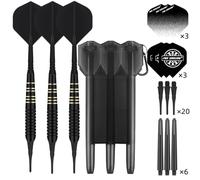 FOX SMILING Darts with Plastic Tip, Pack of 3, 22 g, 2BA Thread, with 2 in 1 Dart Flights with Shafts and Storage Box, 6 Flights, 6 PC Waves, 20 Plastic Tip for Electronic Dartboard