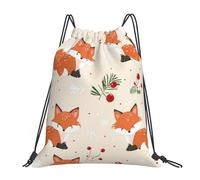 Fox Snowflake Unisex Pe Bag Foldable Drawstring Bag Portable String Backpack For Holidays Climbing Hiking