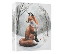 Fox Snowy Scene Gray Blue 3 - Ring Binders with 1.57" Round Rings Fit 200 Sheets of 8.5x11 Inches Paper for School Meeting Office Classroom Home, 12.4x10.63x2.36 Inches