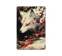 Fox Spirit with Cherry Blossoms -1 Vintage Tin Sign Decoration Accessory Suitable for Bedroom Living Room Garage Yard Pub 11.8"x7.9"
