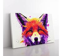 Fox Splash Vol.2 Abstract Canvas Wall Art Print Ready to Hang, Framed Picture for Living Room Bedroom Home Office Décor, 60x40 cm (24x16 Inch)