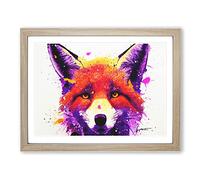Fox Splash Vol.2 Abstract Framed Print | A2 Oak Framed Wall Art | Ready to Hang | Abstract Animal Picture | Living Room Bedroom Lounge Office