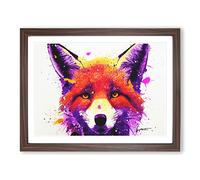 Fox Splash Vol.2 Abstract Framed Print | A2 Walnut Framed Wall Art | Ready to Hang | Abstract Animal Picture | Living Room Bedroom Lounge Office