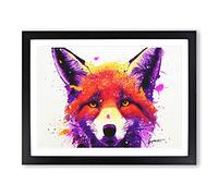 Fox Splash Vol.2 Abstract Framed Print | A3 Black Framed Wall Art | Ready to Hang | Abstract Animal Picture | Living Room Bedroom Lounge Office