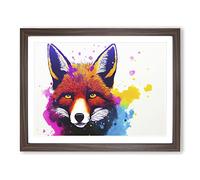 Fox Splash Vol.3 Abstract Framed Print | A4 Walnut Framed Wall Art | Ready to Hang | Abstract Animal Picture | Living Room Bedroom Lounge Office