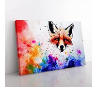Fox Splash Vol.4 Abstract Canvas Wall Art Print Ready to Hang, Framed Picture for Living Room Bedroom Home Office Décor, 76x50 cm (30x20 Inch)