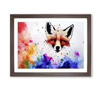 Fox Splash Vol.4 Abstract Framed Print | A3 Walnut Framed Wall Art | Ready to Hang | Abstract Animal Picture | Living Room Bedroom Lounge Office