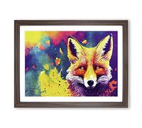 Fox Splashed Vol.1 Abstract Framed Print | A3 Walnut Framed Wall Art | Ready to Hang | Abstract Animal Picture | Living Room Bedroom Lounge Office