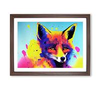 Fox Splashed Vol.2 Abstract Framed Print | A4 Walnut Framed Wall Art | Ready to Hang | Abstract Animal Picture | Living Room Bedroom Lounge Office