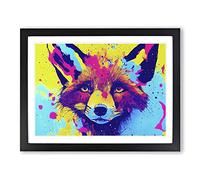 Fox Splashed Vol.3 Abstract Framed Print | A4 Black Framed Wall Art | Ready to Hang | Abstract Animal Picture | Living Room Bedroom Lounge Office