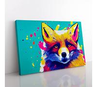 Fox Splashed Vol.5 Abstract Canvas Wall Art Print Ready to Hang, Framed Picture for Living Room Bedroom Home Office Décor, 50x35 cm (20x14 Inch)