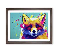 Fox Splashed Vol.5 Abstract Framed Print | A4 Walnut Framed Wall Art | Ready to Hang | Abstract Animal Picture | Living Room Bedroom Lounge Office