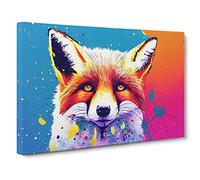 Fox Splashed Vol.6 Canvas Print | Gallery Wrapped 30mm Frame Wall Art | 30x20 inches | Ready to Hang | Abstract Animals Picture | Living Room Bedroom Lounge Office