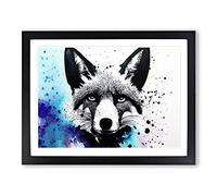 Fox Splatter Abstract Framed Print | A2 Black Framed Wall Art | Ready to Hang | Abstract Animal Picture | Living Room Bedroom Lounge Office