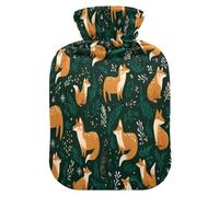 Fox Spruce Branches Hot Cold Water Bottle with Fleece Cover PVC Hot Water Bag 2 Liter