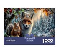 Fox & Squirrel Jigsaw Puzzles Puzzle for Adults Kids. 1000 Piece Autumn Forest Impossible Challenge Toy Home Decoration for Gifts 52x38cm/1000pcs