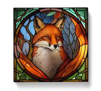 Fox Stained Glass Effect No.1 Canvas Print | Gallery Wrapped 30mm Frame Wall Art | 20x20 inches | Ready to Hang | Modern Animals Picture | Living Room Bedroom Lounge Office