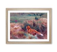 Fox Stalking A Brown Hare By Bruno Liljefors Classic Painting Framed Print | A2 Oak Framed Wall Art | Ready to Hang | Classic Animal Picture | Living Room Bedroom Lounge Office