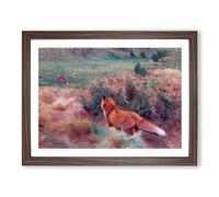 Fox Stalking A Brown Hare By Bruno Liljefors Classic Painting Framed Print | A2 Walnut Framed Wall Art | Ready to Hang | Classic Animal Picture | Living Room Bedroom Lounge Office
