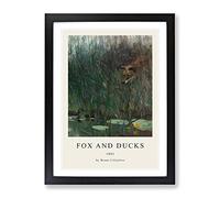 Fox Stalking Ducks By Bruno Liljefors Exhibition Museum Painting Framed Print | A2 Black Framed Wall Art | Ready to Hang | Modern Animal Picture | Living Room Bedroom Lounge Office