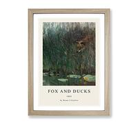 Fox Stalking Ducks By Bruno Liljefors Exhibition Museum Painting Framed Wall Art Print, Ready to Hang Picture for Living Room Bedroom Home Office Décor, Oak A3 (34 x 46 cm)