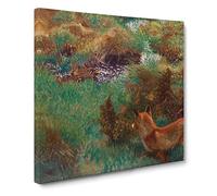 Fox Stalking Wild Ducks by Bruno Liljefors Canvas Print | Gallery Wrapped 30mm Frame Wall Art | 14x14 inches | Ready to Hang | Modern Animals Picture | Living Room Bedroom Lounge Office